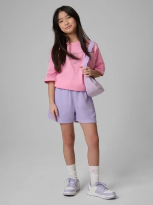 Dziewczęce spodenki dresowe 4F 4FJWSS26TSHOF777 - fioletowe 4F JUNIOR