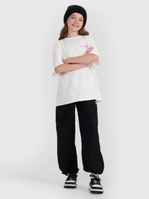 Dziewczęce spodnie cargo 4F 4FJRAW25TTROF1533 - czarne 4F JUNIOR