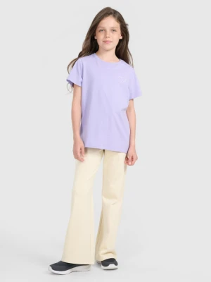 Dziewczęce spodnie dresowe 4F 4FJRAW25TTROF1600 - beżowe 4F JUNIOR