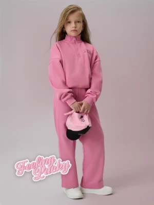 Dziewczęce spodnie dresowe 4F 4FJRSS26TTROF1727 - różowe 4F JUNIOR