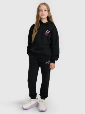 Dziewczęce spodnie dresowe 4F 4FJWAW25TTROF1248 - czarne 4F JUNIOR