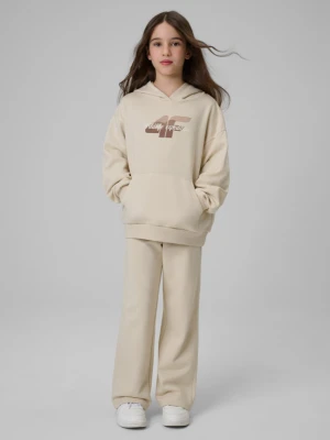 Dziewczęce spodnie dresowe 4F 4FJWSS26TTROF1656 - beżowe 4F JUNIOR