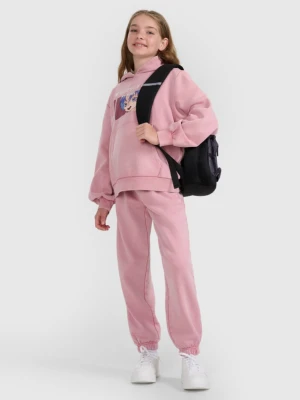 Dziewczęce spodnie dresowe joggery 4F 4FJRAW25TTROF1473 - różowe 4F JUNIOR