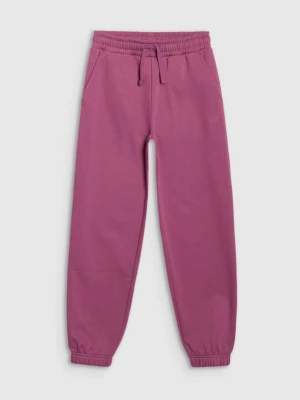 Dziewczęce spodnie dresowe joggery 4F 4FJRAW25TTROF1616 - fioletowe 4F JUNIOR