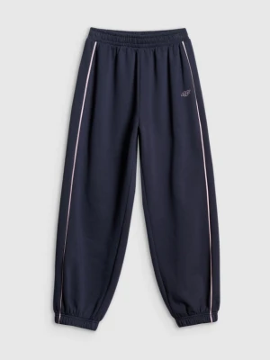 Dziewczęce spodnie dresowe joggery 4F 4FJRSS26TTROF1877 - granatowe 4F JUNIOR