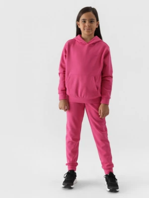 Dziewczęce spodnie dresowe joggery 4F 4FJWMM00TTROF0828 - różowe 4F JUNIOR