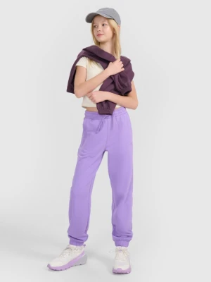 Dziewczęce spodnie dresowe joggery 4F 4FJWSS25TTROF1187 - fioletowe 4F JUNIOR