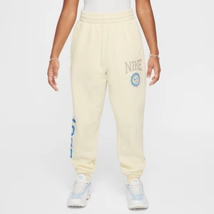 Dziewczęce spodnie o luźnym kroju Nike Club Fleece - Biel