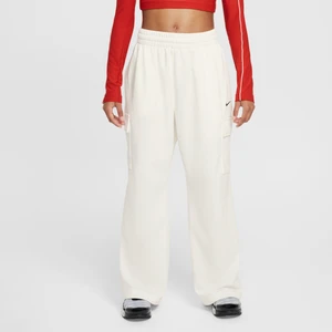 Dziewczęce spodnie z dzianiny o kroju oversize Dri-FIT Nike Sportswear - Biel