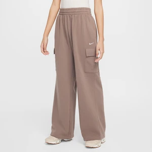 Dziewczęce spodnie z dzianiny o kroju oversize Dri-FIT Nike Sportswear - Brązowy