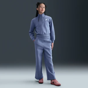Dziewczęce spodnie z szerokimi nogawkami Nike Club Fleece - Niebieski