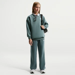 Dziewczęce spodnie z szerokimi nogawkami Nike Club Fleece - Szary