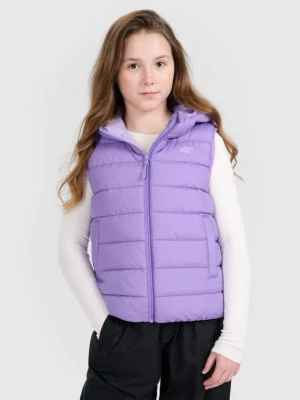 Dziewczęcy bezrękawnik pikowany 4F 4FJRAW25TVJAF322 - fioletowy 4F JUNIOR