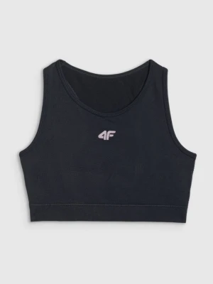 Dziewczęcy biustonosz treningowy 4F 4FJRSS26USBAF280 - czarny 4F JUNIOR