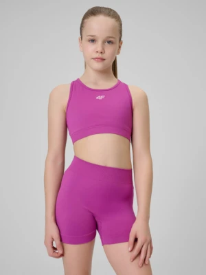 Dziewczęcy biustonosz treningowy 4F 4FJRSS26USBAF280 - różowy 4F JUNIOR
