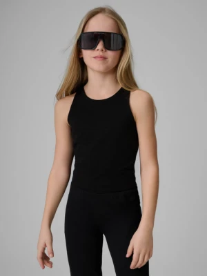 Dziewczęcy crop top 4F 4FJRSS26TSLEF327 - czarny 4F JUNIOR