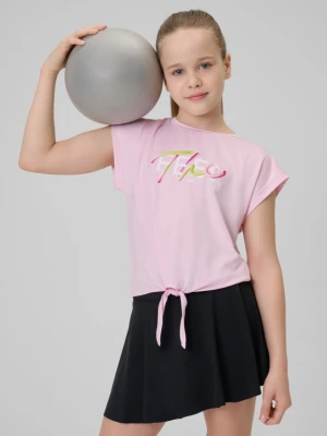 Dziewczęcy crop top treningowy 4F 4FJRSS26TFTSF2435 - różowy 4F JUNIOR