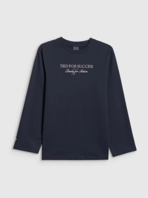 Dziewczęcy longsleeve z nadrukiem 4F 4FJRSS26TLONF664 - granatowy 4F JUNIOR