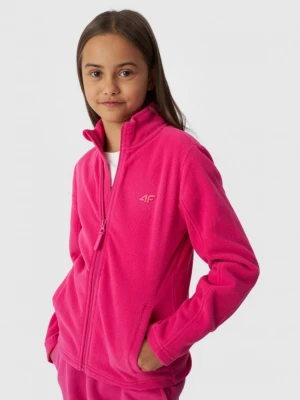 Dziewczęcy polar rozpinany bez kaptura 4F 4FJWMM00TFLEF261 - różowy 4F JUNIOR