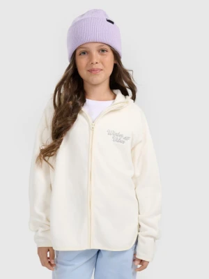Dziewczęcy polar rozpinany z kapturem 4F 4FJRAW25TFLEF444 - biały 4F JUNIOR