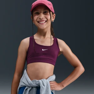 Dziewczęcy stanik sportowy Nike Swoosh - Czerwony