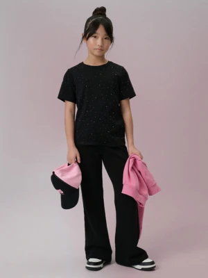 Dziewczęcy t-shirt basic 4F 4FJRSS26TTSHF3454 - czarny 4F JUNIOR