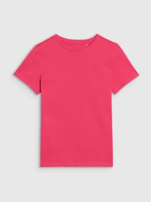 Dziewczęcy t-shirt basic 4F 4FJWSS25TTSHF2177 - różowy 4F JUNIOR