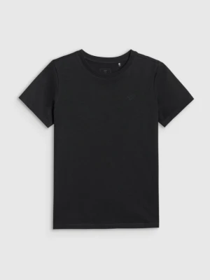 Dziewczęcy t-shirt bez nadruku 4F 4FJRMM00TTSHF3231 - czarny 4F JUNIOR