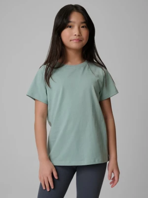 Dziewczęcy t-shirt bez nadruku 4F 4FJRSS26TTSHF3554 - miętowy 4F JUNIOR