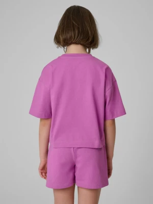 Dziewczęcy t-shirt bez nadruku 4F 4FJRSS26TTSHF3841 - fioletowy 4F JUNIOR