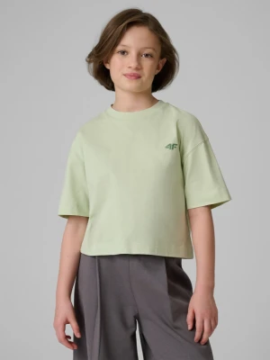 Dziewczęcy t-shirt bez nadruku 4F 4FJRSS26TTSHF3841 - miętowy 4F JUNIOR