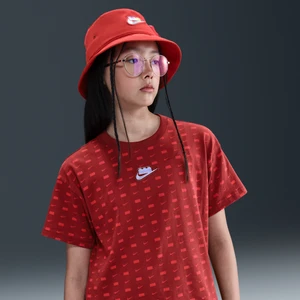 Dziewczęcy T-shirt o skróconym kroju z kolekcji Nike x LEGO® - Czerwony