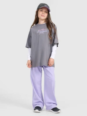 Dziewczęcy t-shirt oversize z nadrukiem 4F 4FJRAW25TTSHF3200 - szary 4F JUNIOR