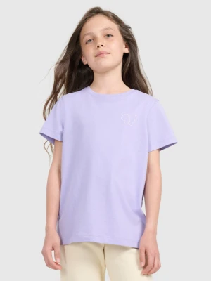 Dziewczęcy t-shirt z nadrukiem 4F 4FJRAW25TTSHF3199 - fioletowy 4F JUNIOR
