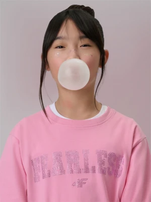 Dziewczęcy t-shirt z nadrukiem 4F 4FJRSS26TTSHF3453 - różowy 4F JUNIOR