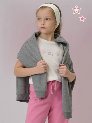 Dziewczęcy t-shirt z nadrukiem 4F 4FJRSS26TTSHF3455 - biały 4F JUNIOR