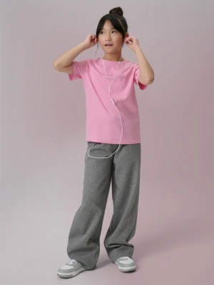 Dziewczęcy t-shirt z nadrukiem 4F 4FJRSS26TTSHF3455 - różowy 4F JUNIOR