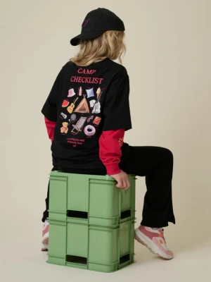 Dziewczęcy t-shirt z nadrukiem 4F 4FJRSS26TTSHF3680 - czarny 4F JUNIOR