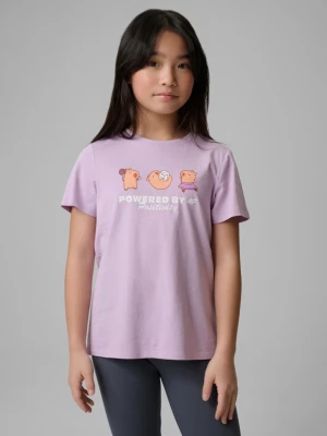 Dziewczęcy t-shirt z nadrukiem 4F 4FJRSS26TTSHF3869 - fioletowy 4F JUNIOR
