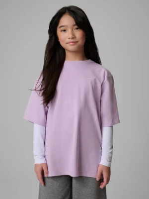 Dziewczęcy t-shirt z nadrukiem 4F 4FJRSS26TTSHF3870 - fioletowy 4F JUNIOR