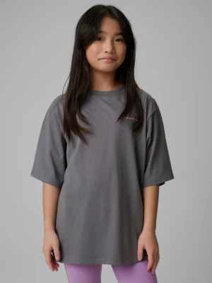Dziewczęcy t-shirt z nadrukiem 4F 4FJRSS26TTSHF3870 - szary 4F JUNIOR