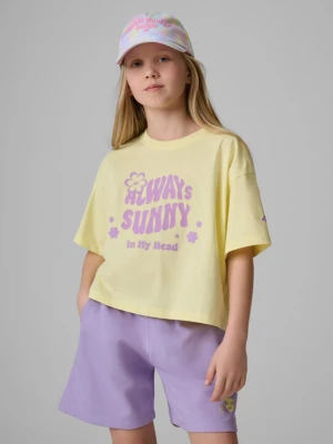 Dziewczęcy t-shirt z nadrukiem 4F 4FJRSS26TTSHF3908 - żółty 4F JUNIOR