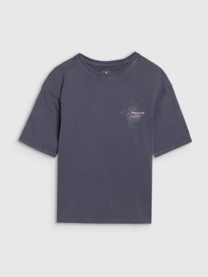 Dziewczęcy t-shirt z nadrukiem 4F 4FJWSS25TTSHF1853 - szary 4F JUNIOR