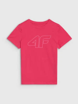 Dziewczęcy t-shirt z nadrukiem 4F 4FJWSS25TTSHF2176 - różowy 4F JUNIOR