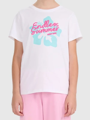 Dziewczęcy t-shirt z nadrukiem 4F 4FJWSS26TTSHF2938 - biały 4F JUNIOR