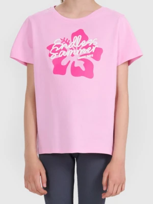 Dziewczęcy t-shirt z nadrukiem 4F 4FJWSS26TTSHF2938 - różowy 4F JUNIOR