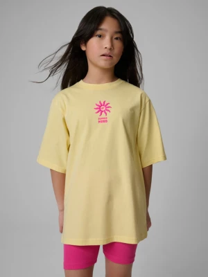 Dziewczęcy t-shirt z nadrukiem 4F 4FJWSS26TTSHF2940 - żółty 4F JUNIOR