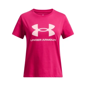 Dziewczęcy t-shirt z nadrukiem Under Armour UA Big Logo SS - różowy