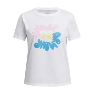 Dziewczęcy t-shirt z nadrukiem Under Armour UA Bubble Wordmark SS - biała