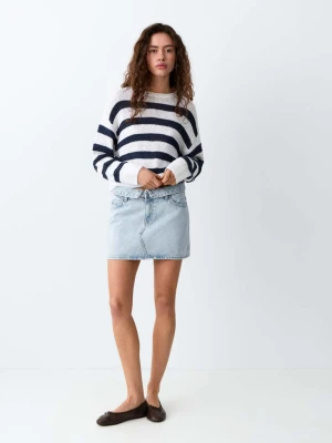 Dżinsowa spódnica z wywinięciem rozbielony niebieski - Dziewczyna - - MANGO TEEN
